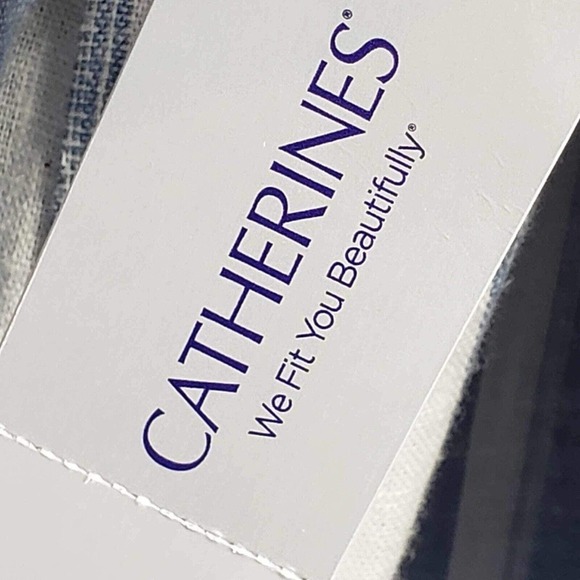 Catherines Womens Blazer Open Front Jacket Size 2X Linen Blend Blue White New - Picture 6 of 10